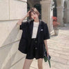 Small Suit Outfit Women's Summer 2023 Loose Internet Thin Short-Sleeved Suit Coat Shorts Two-Piece Suit