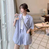 Small Suit Outfit Women's Summer 2023 Loose Internet Thin Short-Sleeved Suit Coat Shorts Two-Piece Suit
