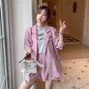 Small Suit Outfit Women's Summer 2023 Loose Internet Thin Short-Sleeved Suit Coat Shorts Two-Piece Suit