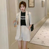 Small Suit Outfit Women's Summer 2023 Loose Internet Thin Short-Sleeved Suit Coat Shorts Two-Piece Suit