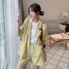 Small Suit Outfit Women's Summer 2023 Loose Internet Thin Short-Sleeved Suit Coat Shorts Two-Piece Suit