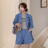 Small Suit Outfit Women's Summer 2023 Loose Internet Thin Short-Sleeved Suit Coat Shorts Two-Piece Suit