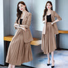 Small Suit Two Piece Set Korean Style Temperament Female Light Mature Fashionable Pleated Skirt Office Lady Blazer Skirt zh1479
