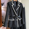 Small fragrance style temperament suit skirt two-piece suit 2023 autumn heavy industry suit jacket female