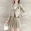 Small suit pleated skirt two-piece set 2023 spring and autumn style small fragrance suit women
