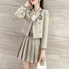 Small suit pleated skirt two-piece set 2023 spring and autumn style small fragrance suit women