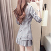 Small suit short skirt set female 2023 spring Korean version of temperament autumn pleated skirt two -piece suit