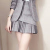 Small suit short skirt set female 2023 spring Korean version of temperament autumn pleated skirt two -piece suit