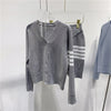 Small tb suit skirt female waffle V-neck cardigan knitted high-waisted short skirt package hip skirt two-piece spring