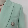 Smoke Blazer Pack Women Golden Double-Breasted Button Gesp Mint Green Cats Blower Smoke Two Pieces Sets Women Blower Pack
