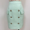 Smoke Blazer Pack Women Golden Double-Breasted Button Gesp Mint Green Cats Blower Smoke Two Pieces Sets Women Blower Pack