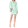 Smoke Blazer Pack Women Golden Double-Breasted Button Gesp Mint Green Cats Blower Smoke Two Pieces Sets Women Blower Pack