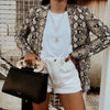 Snake Print Blazer Female Buttonless Suit 2023 Office Lady Retro Casual Long-sleeved Jacket Commuter Temperament Blazer