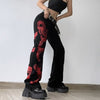 Snake print loose jeans women's high- waist embroidered denim trousers dark college style gothic streetwear mopping pants womens