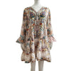 Soft Texture  Charming Ruffles Printing Loose Dress 3/4 Sleeve Holiday Dress Straight   Streetwear