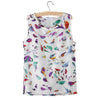 Hot Tank Tops Women Fashion Summer Chiffon Vest Floral Heart Printing O Neck Sleeveless Loose Female Top Vest Ladies Women