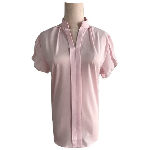 Women Shirts Chiffon Blusas Femininas Tops Short Sleeve Elegant Ladies Formal Office Blouse Chiffon Shirt Blusas