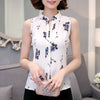Women's Fashion Hot Top Summer Blouse V Neck Sleeveless Butterfly Print Casual Chiffon Linen Lady Blusas Shirts Tops