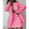 Solid 2 Piece Blazer Skirt Set 2023 Autumn Women Long Sleeve Jacket Top Buttons Mini Pencil Skirt Office Lady Business Suits