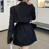 Solid Blazer Coat Notched Collar Long Sleeve Pockets Tops Autumn Spring 2022 Women Chain Slim Waist Casual Veste Femme
