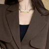 Solid Blazer Coat Notched Collar Long Sleeve Pockets Tops Autumn Spring 2022 Women Chain Slim Waist Casual Veste Femme