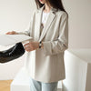 Solid Blazers Women Notched Autumn Outwear Simple Office Lady Casual Female Stylish Formal Tender Popular Daily Teens