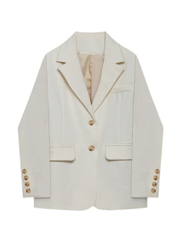 Solid Casual Office Lady Blazers Women Korean Chic Loose Long Sleeve Outwear Notched Outwear Vintage Jackets Autumn 2023