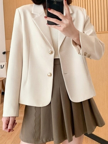 Solid Color Blazer Women 2023 Casual Coat Business Long Sleeve Jacket Outwear Temperament Office Jacket 2023