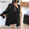 Solid Color Casual Blazers Women Fall 2022 Office Lady Blue Blazer Woman Long Sleeve Loose Two Buttons Jackets Female