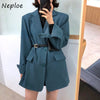 Solid Color Casual Blazers Women Fall 2022 Office Lady Blue Blazer Woman Long Sleeve Loose Two Buttons Jackets Female