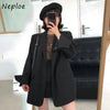 Solid Color Casual Blazers Women Fall 2022 Office Lady Blue Blazer Woman Long Sleeve Loose Two Buttons Jackets Female
