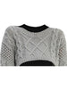 Solid Color Cropped Pullover Sweater Hollow Out Knitted 2023 Autumn Women Korean Style Casual Grey Y2k Long Sleeve Sweater 90s