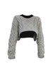 Solid Color Cropped Pullover Sweater Hollow Out Knitted 2023 Autumn Women Korean Style Casual Grey Y2k Long Sleeve Sweater 90s