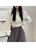 Solid Color Cropped Pullover Sweater Hollow Out Knitted 2023 Autumn Women Korean Style Casual Grey Y2k Long Sleeve Sweater 90s