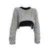 Solid Color Cropped Pullover Sweater Hollow Out Knitted 2023 Autumn Women Korean Style Casual Grey Y2k Long Sleeve Sweater 90s