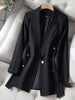 Solid Color Suit Jacket 2023 Spring And Autumn Split Double Breasted Women's Casual Temperament Slim Suit JacketLady