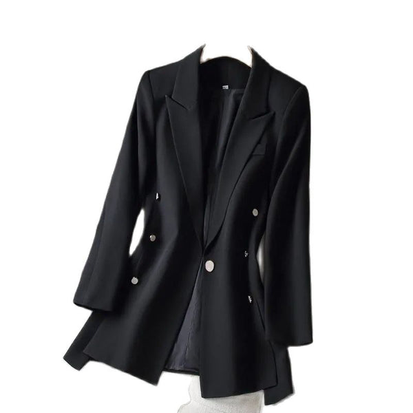 Solid Color Suit Jacket 2023 Spring And Autumn Split Double Breasted Women's Casual Temperament Slim Suit JacketLady