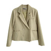 Solid Color Suit Retro Style Autumn Women's Two Buttons Short Design Casual Blazer