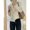 Solid Color Suit Retro Style Autumn Women's Two Buttons Short Design Casual Blazer