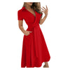 Solid Color Women Dresses Elegant Party V-neck Short Sleeve Lace Slim Summer Dresses For Wedding Guest Women Formal vestidos