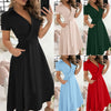 Solid Color Women Dresses Elegant Party V-neck Short Sleeve Lace Slim Summer Dresses For Wedding Guest Women Formal vestidos
