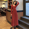 Solid Elegant Dress Women Autumn Sequin Party Midi Dress Female Casual Chiffon Slim Korean Dress 2023 Autumn Women's Clothing
