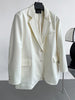 Solid Flap Detailed Button Up Oversized Blazer White / Black Spring Women Tweed Coat
