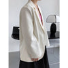 Solid Flap Detailed Button Up Oversized Blazer White / Black Spring Women Tweed Coat