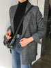 Solid Grey Blazer Women Notched Collar Suit Coat Femme 2023 Fall Winter Clothing Elegant Office Lady Blazer Jacket Woman Outwear