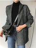 Solid Grey Blazer Women Notched Collar Suit Coat Femme 2023 Fall Winter Clothing Elegant Office Lady Blazer Jacket Woman Outwear