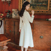 Solid Long Sleeve Bow Peter Pan Collar Dress Women's Clothing 2022 Spring Autumn Vintage Preppy Style Knotted Midi Dresses