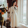 Solid Long Sleeve Bow Peter Pan Collar Dress Women's Clothing 2022 Spring Autumn Vintage Preppy Style Knotted Midi Dresses
