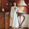 Solid Long Sleeve Bow Peter Pan Collar Dress Women's Clothing 2022 Spring Autumn Vintage Preppy Style Knotted Midi Dresses