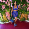 Solid Sexy Mesh Striped Skinny Fitness Tracksuit 2 Piece Set Women See Through Sleeveless Tank Top+Biker Shorts Matching Outfits